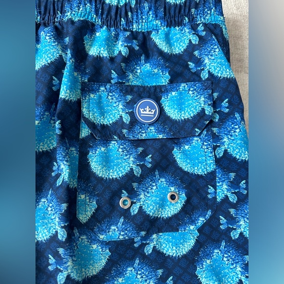Peter Millar Men’s Seaside Collection Puffer Fish Lined Swim Trunks Blue (Sz M) - Picture 4 of 7